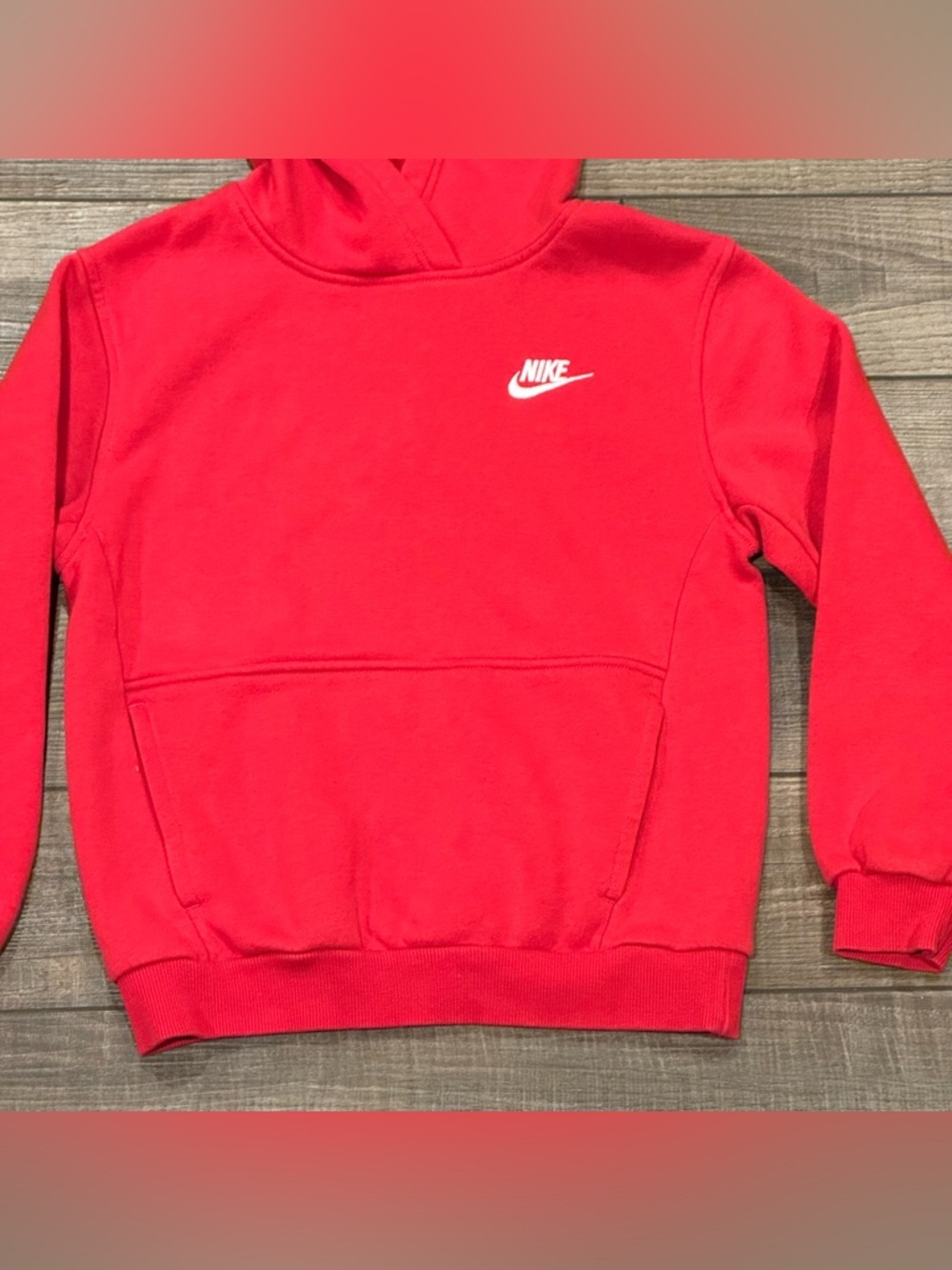Nike Kids Red Long Sleeve Pullover Hoodie Embroidered Size Medium Unisex - Picture 4 of 10